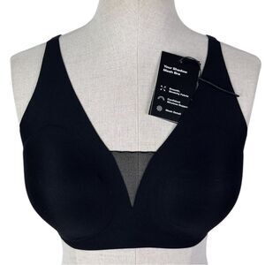 NWT Knix Revolution Shadow Mesh Bra sz L * Solid Black Wireless Seamless Comfy